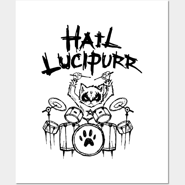 Hail Lucipurr Heavy Metal Satan Cats Guitar Playing Cat Gift Wall Art by TellingTales